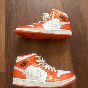 Jordan Kids Orange and White High-Top Sneakers